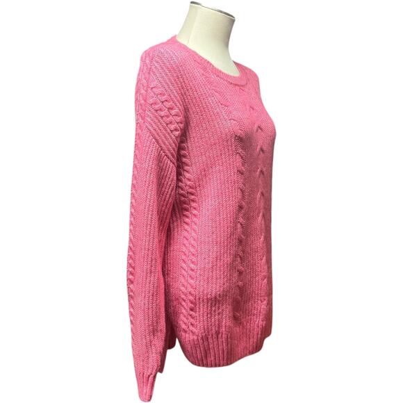 Cabi Elsa Oversized Cable Knit Sweater Pink Medium - Picture 6 of 7
